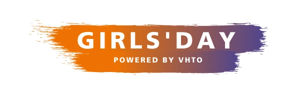 Logo Girls' Day powered by VHTO – jaarlijks evenement waarbij Pius X College-leerlingen kennismaken met techniek en IT-beroepen